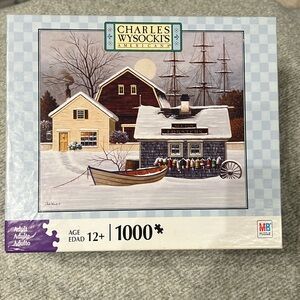 Lobster House in Winter Snow Buoys Boat 1000 Piece Puzzle Wysocki